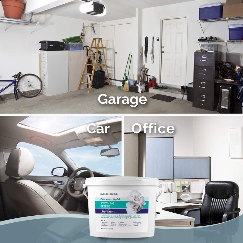 SMELLS BEGONE 1-Gallon Gel Odor Eliminator â€“ High-Capacity, Long-Lasting Absorber for Large Basements, Garages, Workshops & Commercial Areas â€“ Removes Tough Odors with Essential Oils (Soothing Breeze) - Image 4